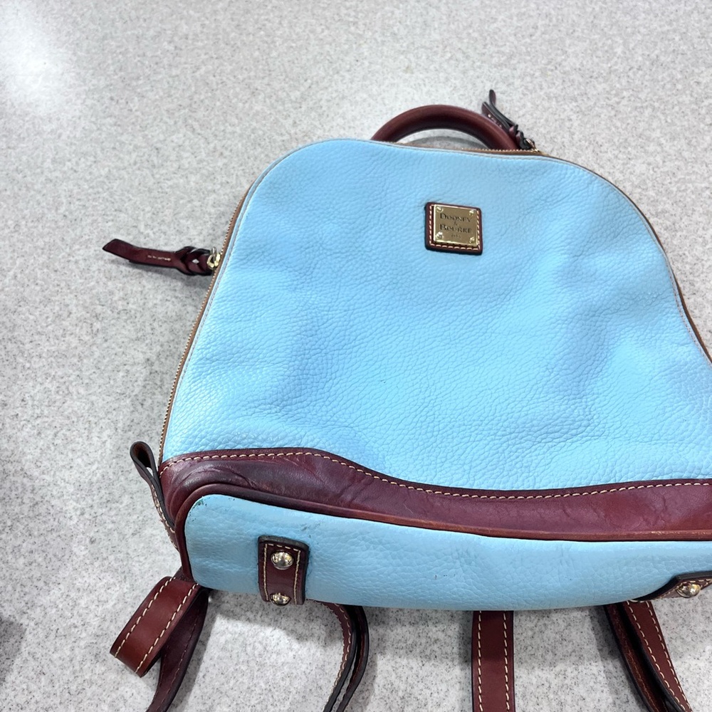 Dooney & Bourke Blue Pebble Grain Leather Zip POD Backpack,Pre-owned light blue